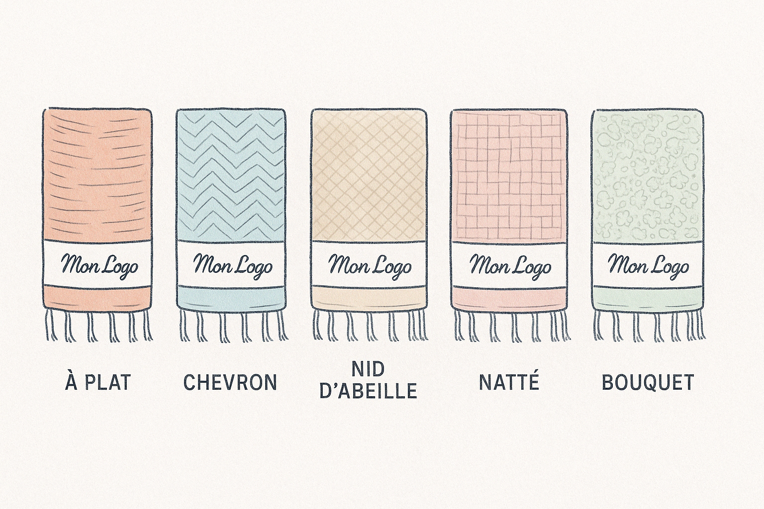 Les différents types de tissages de nos fouta personnalisables